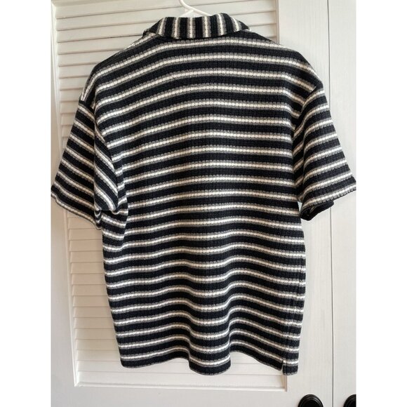 Le Collezioni Structure 1/4 Zip Knit Short Sleeve Grey Collared Shirt Mens L - Picture 6 of 7